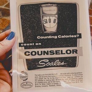 1956 Counselor Scales "Counting Calories?" Orig‎ Vtg Print Ad Greyscale